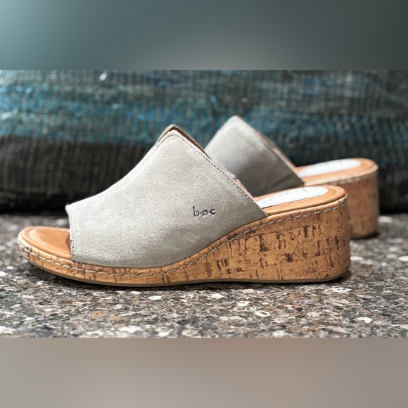 b.o.c. Women's Light Gray Mule cork wedge open-toe sandals - Picture 13 of 15